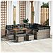 Set Divano da Giardino Modulare da 13 Pezzi con Cuscini Grigio Polyrattan Acacia,  Set da Pranzo da Giardino da 4 Pezzi con Cuscini Grigio Polyrattan Acacia - Foto miniatura 2