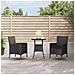 Set Bistrò da Giardino 3 pz con Cuscini in Polyrattan Nero - Foto miniatura 2