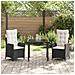 Set da Pranzo per Giardino 3 pcs Nero polyrattan - Foto miniatura 4