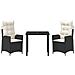 Set da Pranzo per Giardino 3 pcs Nero polyrattan - Foto miniatura 7