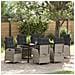 Set da Pranzo per Giardino 7 pcs Grigio chiaro polyrattan - Foto miniatura 2