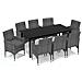 Set Pranzo Da Giardino 9 Pz Con Cuscini In Polyrattan Grigio - Foto miniatura 2