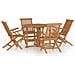 Set Da Pranzo Pieghevole Per Esterni 5pz Legno Massello Di Teak - Foto miniatura 1