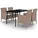 Set Da Pranzo Per Giardino 5 Pz Con Cuscini Polyrattan E Vetro - Foto miniatura 2
