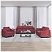 Set di Divani 3 pz con Cuscini Rosso Vino in Tessuto - Foto miniatura 2