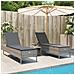 Lettini Prendisole 2 pz con Cuscini Grigio in Polyrattan - Foto miniatura 2