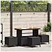 Set da Pranzo da Giardino 4 Pezzi con Cuscini Nero Polyrattan Acacia - Foto miniatura 2