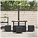 Set da Pranzo da Giardino 4 Pezzi con Cuscini Nero Polyrattan Acacia - Foto miniatura 4
