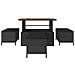 Set da Pranzo da Giardino 4 Pezzi con Cuscini Nero Polyrattan Acacia - Foto miniatura 7
