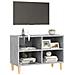 Mobile TV con Gambe Legno Massello Grigio Cemento 69,5x30x50 cm - Foto miniatura 2