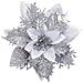 Fiori Di Natale Artificiali In Argento Confezione Da 5 Decorazioni Natalizie - Foto miniatura 2