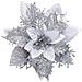 Fiori Di Natale Artificiali In Argento Confezione Da 5 Decorazioni Natalizie - Foto miniatura 10