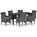 Set Da Pranzo Per Giardino 7 Pz Con Cuscini Polyrattan Grigio - Foto miniatura 2