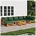 Set Salotto Da Giardino 8pz Con Cuscini Verdi In Legno Massello - Foto miniatura 1