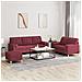 Set di Divani 3 pz con Cuscini Rosso Vino in Tessuto - Foto miniatura 2