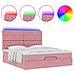 Struttura Letto Pouf con Materassi Rosa 160x200 cm Velluto - Foto miniatura 5