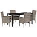 Set da Pranzo per Giardino con cuscino 5 pcs Grigio Poly Rattan - Foto miniatura 1