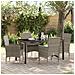 Set da Pranzo per Giardino con cuscino 5 pcs Grigio Poly Rattan - Foto miniatura 2