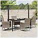Set da Pranzo per Giardino con cuscino 5 pcs Grigio Poly Rattan - Foto miniatura 4