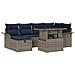 Set Divano da Giardino con cuscino 7 pcs Grigio Poly Rattan - Foto miniatura 1