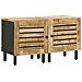 Comodino 2 pz Naturale 40 x 33 x 46 cm Legno di mango massello - Foto miniatura 1