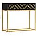 Tavolo Consolle Nero E Oro 90x30x75cm Legno Massello Di Mango - Foto miniatura 6