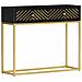 Tavolo Consolle Nero E Oro 90x30x75cm Legno Massello Di Mango - Foto miniatura 8