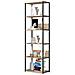 Scaffale stile loft con ripiani in legno, 6 ripiani, 60x32x192 cm, Colore Nero e Quarcia Sonoma - Foto miniatura 2