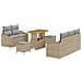 Set di Sofa da Giardino 8 Pezzi con Cuscini Beige Polyrattan Acacia, Sofa da Giardino 2 Posti con Cuscini Beige Polyrattan, Set da Pranzo da Giardino 3 Pezzi con Cuscini Beige Polyrattan Acacia - Foto miniatura 1