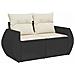 Set Divano da Giardino 6 pz con Cuscini Nero in Polyrattan - Foto miniatura 4