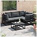 Set Divano da Giardino con cuscino 4 pcs Nero Alluminio - Foto miniatura 3