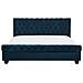 Letto Matrimoniale In Velluto Blu Stile Chesterfield 180x200cm Avallon - Foto miniatura 11
