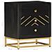 Comodino Nero E Oro 40x30x50 Cm In Legno Massello Di Mango - Foto miniatura 7