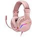 MH122 Cuffia Gaming Stereo Padiglione Auricolare Cablato con Microfono Integrato Colore Rosa - Foto miniatura 1