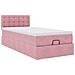 Struttura Letto Pouf Con Materasso Rosa 90x190 Cm In Velluto - Foto miniatura 2