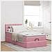 Struttura Letto Pouf Con Materasso Rosa 90x190 Cm In Velluto - Foto miniatura 3