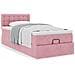 Struttura Letto Pouf Con Materasso Rosa 90x190 Cm In Velluto - Foto miniatura 1