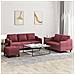 Set di Divani 3 pz con Cuscini Rosso Vino in Tessuto - Foto miniatura 2