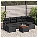 Set Divano da Giardino Modulari in Rattan Nero con Cuscini - 7 Pezzi, Divano da Giardino 2 Posti con Cuscini in Polyrattan Nero - Foto miniatura 2