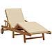 Lettino Prendisole Pieghevole con Ruote e Cuscino Beige Legno Massello di Acacia - Foto miniatura 1