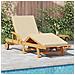 Lettino Prendisole Pieghevole con Ruote e Cuscino Beige Legno Massello di Acacia - Foto miniatura 2
