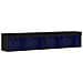 Cabinet TV  con luci LED 2 pz Nero Rovere 80x30x30 cm - Foto miniatura 1