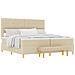 Letto Box Spring con Materasso e Panchetta Crema 200x200 cm Tessuto - Foto miniatura 1