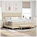 Letto Box Spring con Materasso e Panchetta Crema 200x200 cm Tessuto - Foto miniatura 2