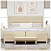 Letto Box Spring con Materasso e Panchetta Crema 200x200 cm Tessuto - Foto miniatura 5