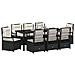 Set da Pranzo per Giardino 9 pcs Nero polyrattan - Foto miniatura 3