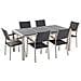 Set Di Tavolo E Sedie Da Giardino In Acciaio, Basalto E Rattan - 180cm - Nero Fiammato - Grosseto - Foto miniatura 1