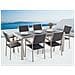 Set Di Tavolo E Sedie Da Giardino In Acciaio, Basalto E Rattan - 180cm - Nero Fiammato - Grosseto - Foto miniatura 2