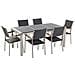 Set Di Tavolo E Sedie Da Giardino In Acciaio, Basalto E Rattan - 180cm - Nero Fiammato - Grosseto - Foto miniatura 18