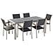 Set Di Tavolo E Sedie Da Giardino In Acciaio, Basalto E Rattan - 180cm - Nero Fiammato - Grosseto - Foto miniatura 16